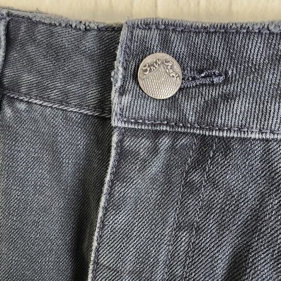 Free People Two-Tone Patchwork Distressed Denim Frayed Hem Fringe Skirt Small S - Picture 4 of 9